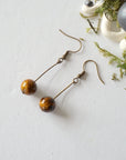 Tiger's Eye Crystal Drop Earrings in Antique Bronze Designs by Nature Gems