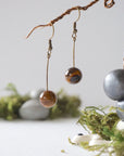 Tiger's Eye Crystal Drop Earrings in Antique Bronze Designs by Nature Gems