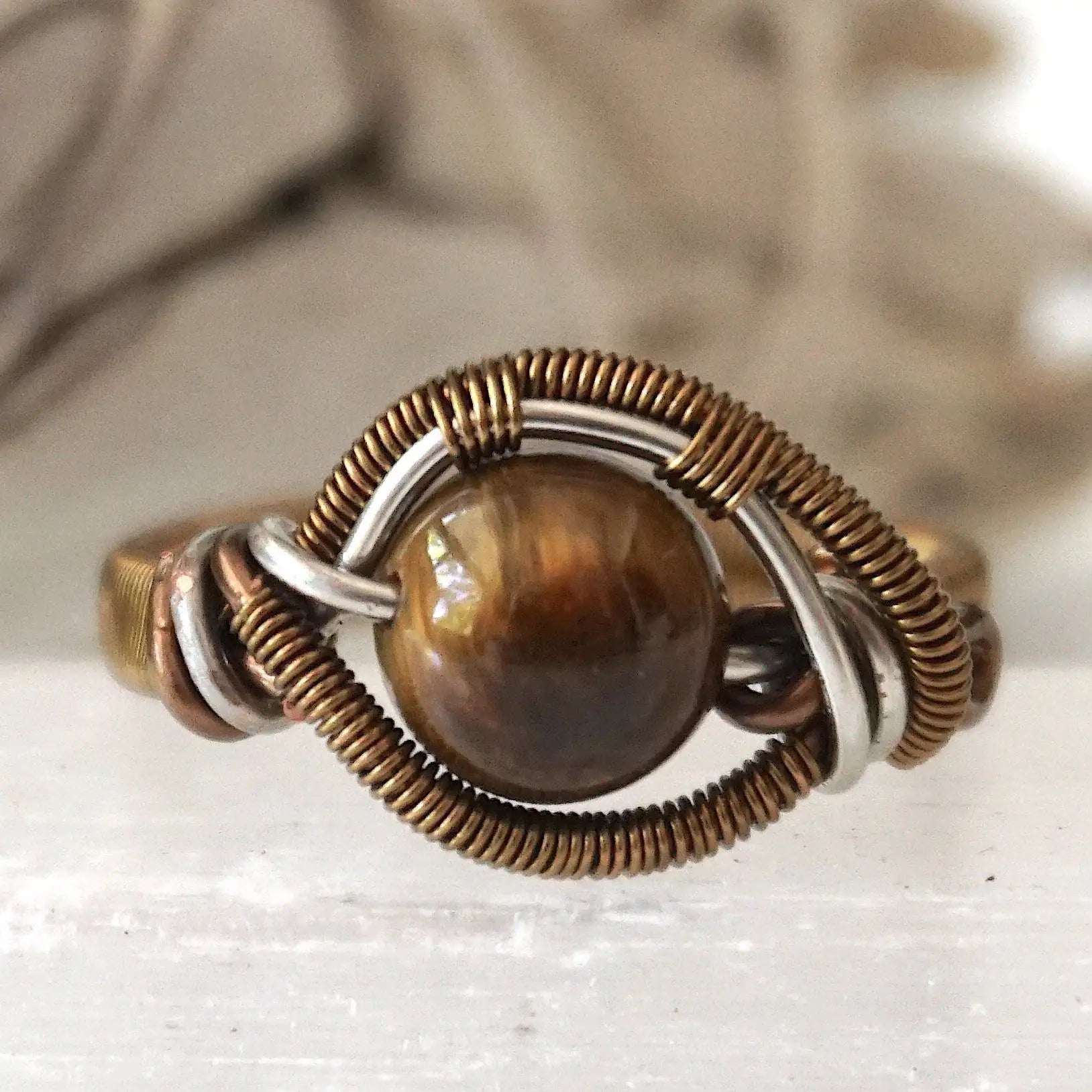 Tigers Eye Crystal Ring DesignsbyNatureGems