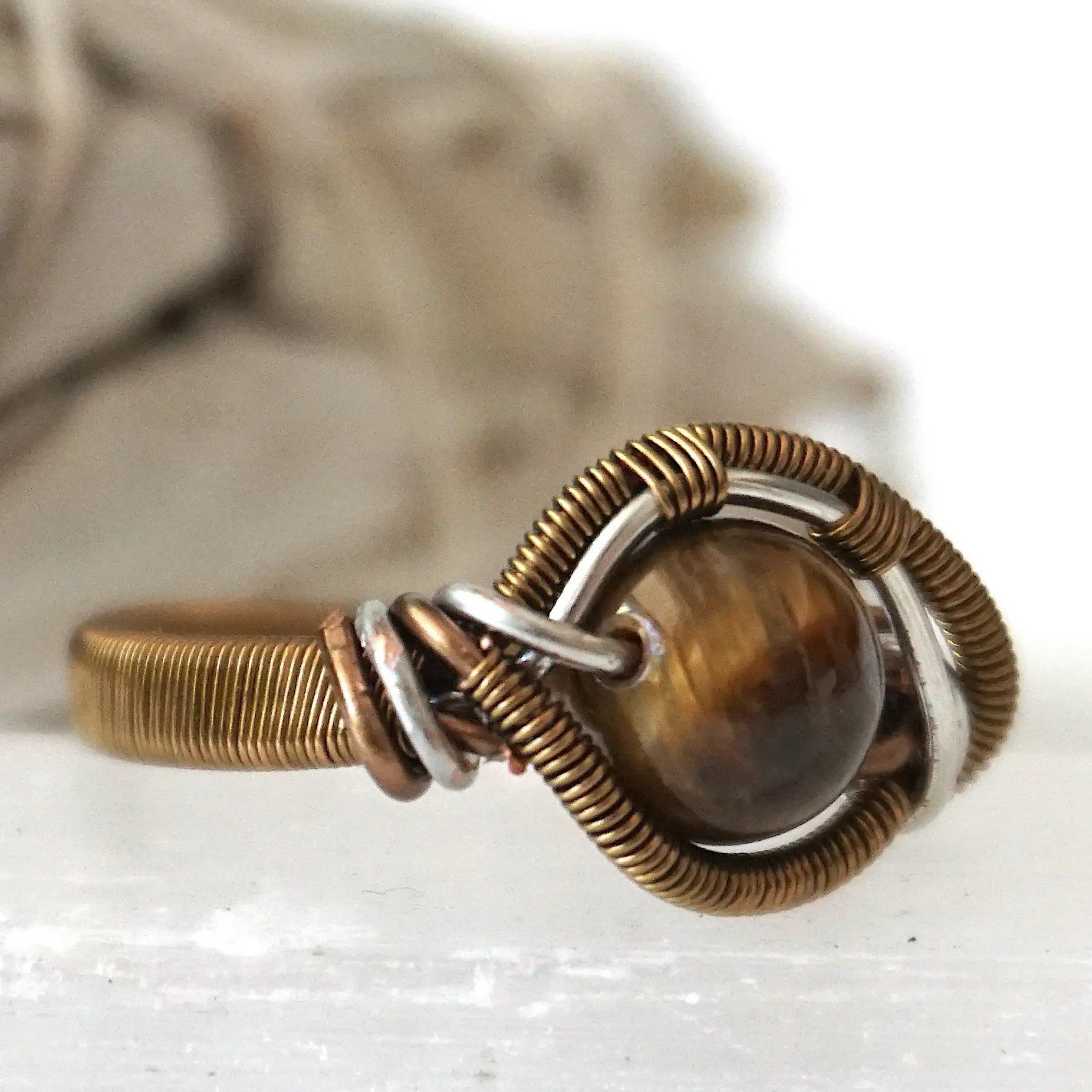 Tigers Eye Crystal Ring DesignsbyNatureGems
