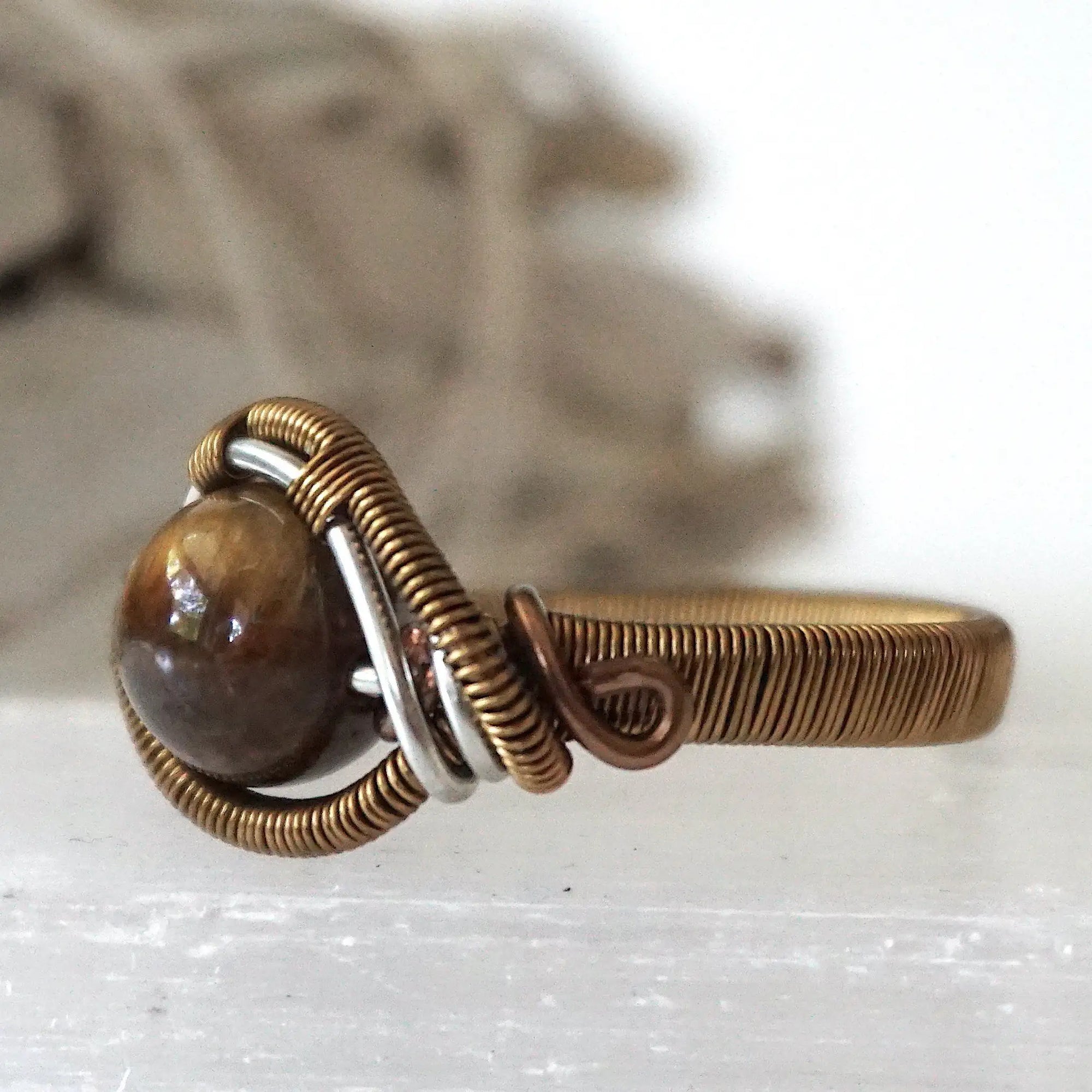 Tigers Eye Crystal Ring DesignsbyNatureGems