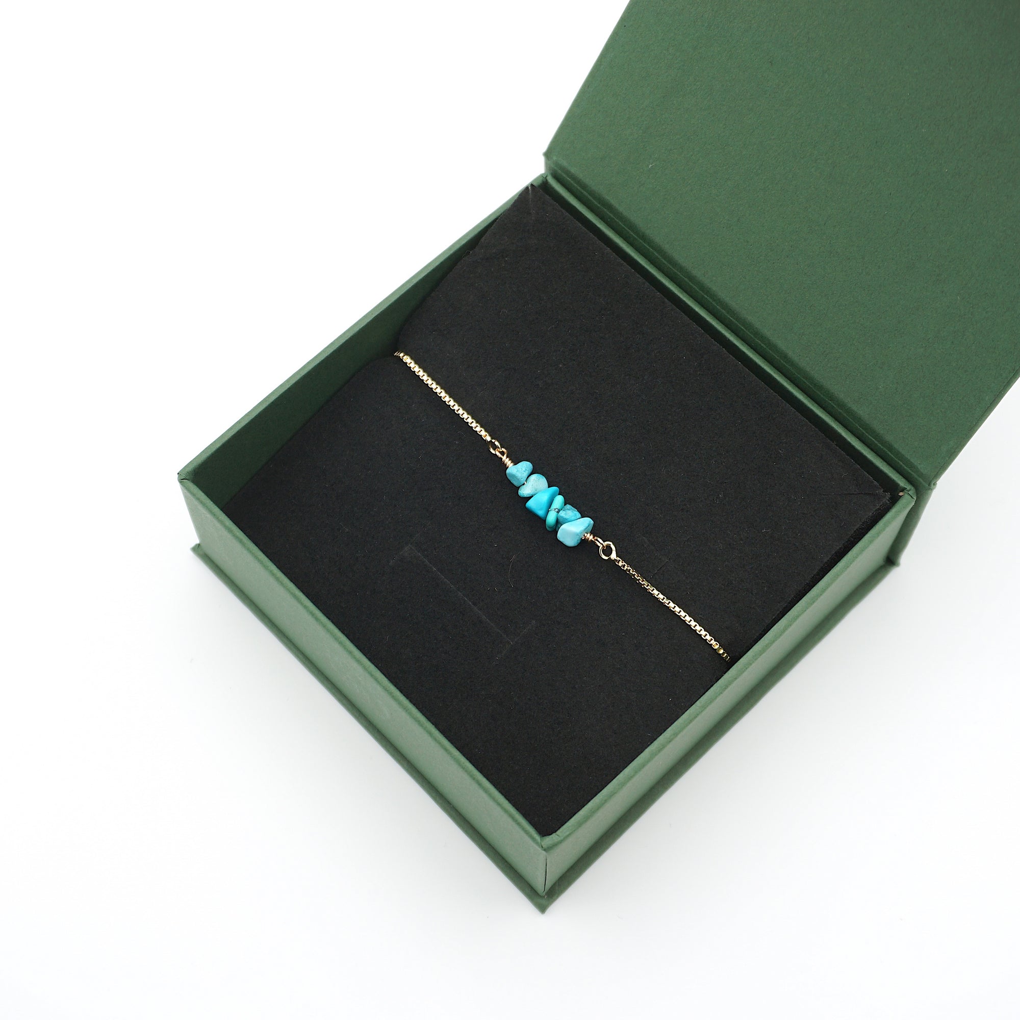 Natural turquoise slider bracelet in elegant gift box ready for gifting - December birthstone jewelry by Designs by Nature Gems