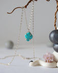 Turquoise Sterling Silver Huggie Charm Necklace Designs by Nature Gems