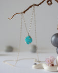 Turquoise Sterling Silver Huggie Charm Necklace Designs by Nature Gems