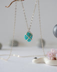 Turquoise Sterling Silver Huggie Charm Necklace Designs by Nature Gems