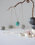 Turquoise Sterling Silver Huggie Charm Necklace Designs by Nature Gems