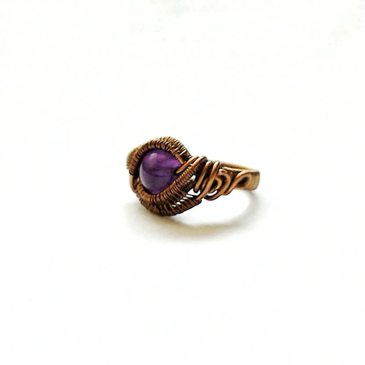 Wire Wrapped Amethyst Ring - February Birthstone DesignsbyNatureGems