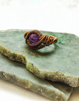 Wire Wrapped Amethyst Ring - February Birthstone DesignsbyNatureGems
