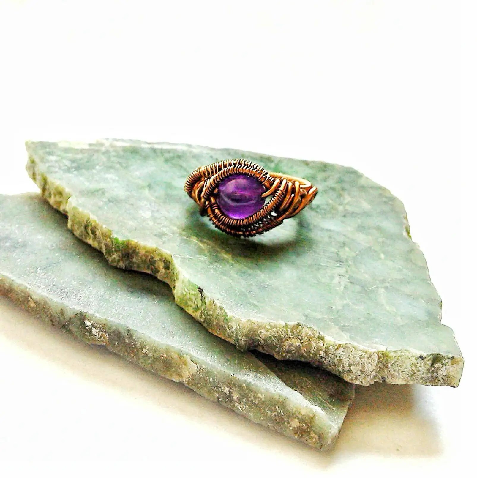 Wire Wrapped Amethyst Ring - February Birthstone DesignsbyNatureGems