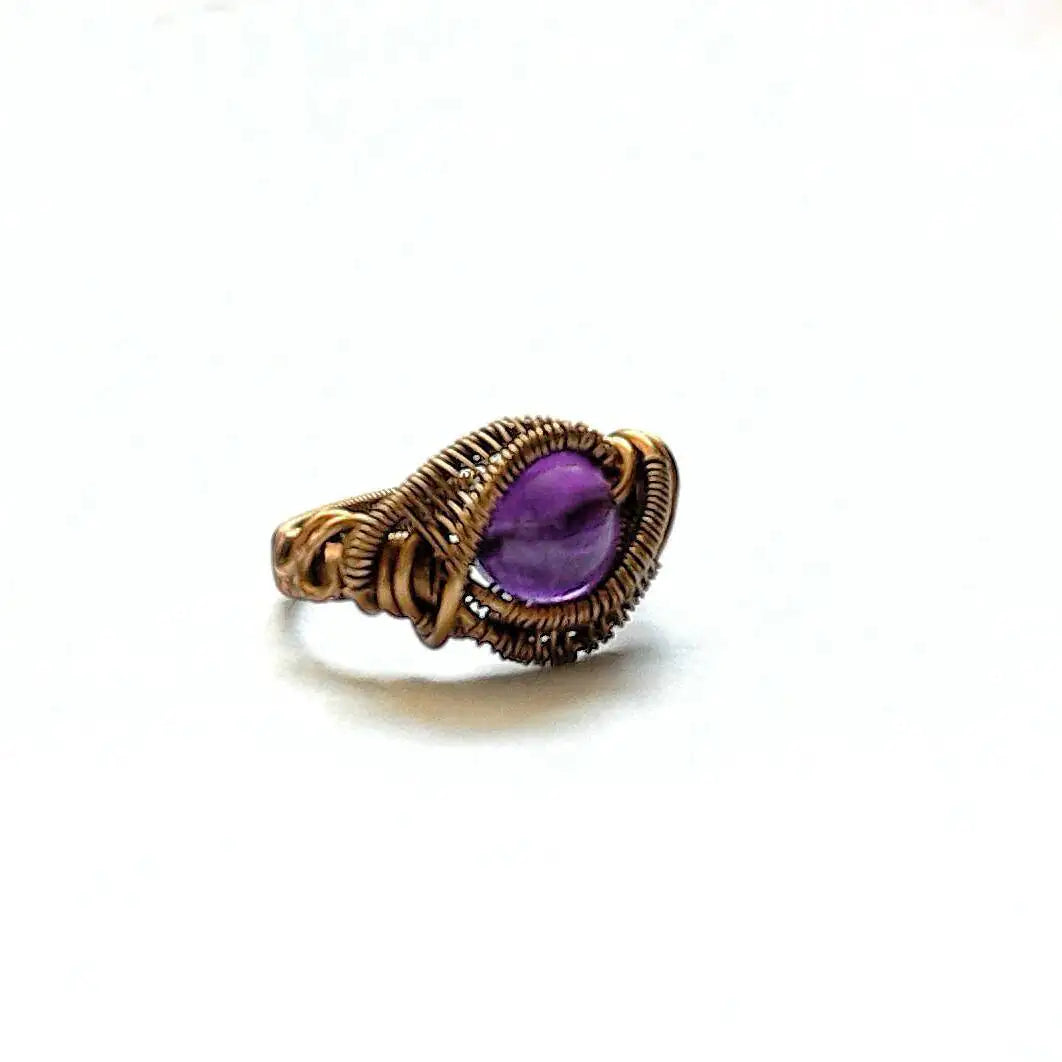 Wire Wrapped Amethyst Ring - February Birthstone DesignsbyNatureGems