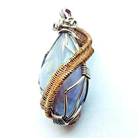 Wire Wrapped Lace Agate Healing Crystal Necklace DesignsbyNatureGems
