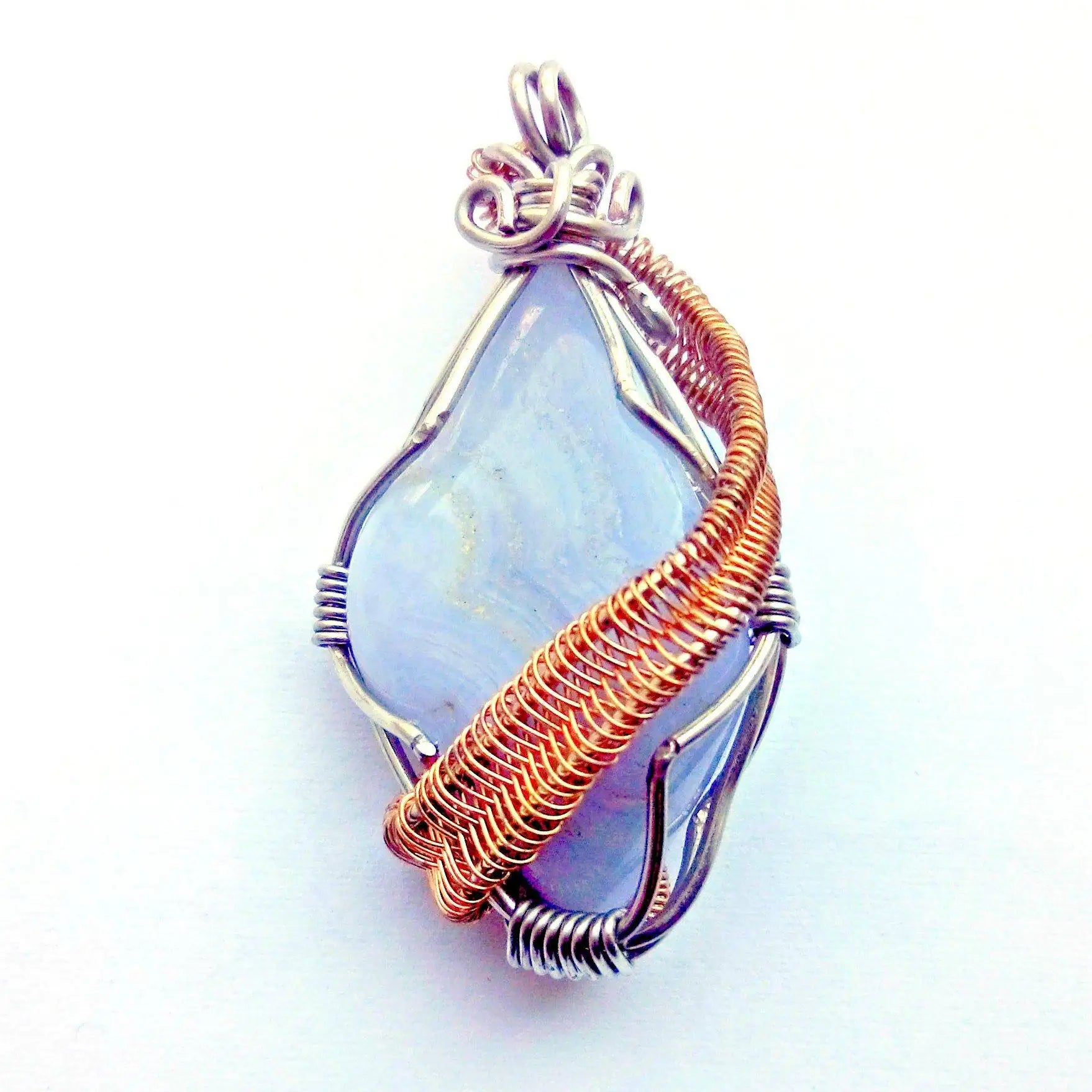 Wire Wrapped Lace Agate Healing Crystal Necklace DesignsbyNatureGems