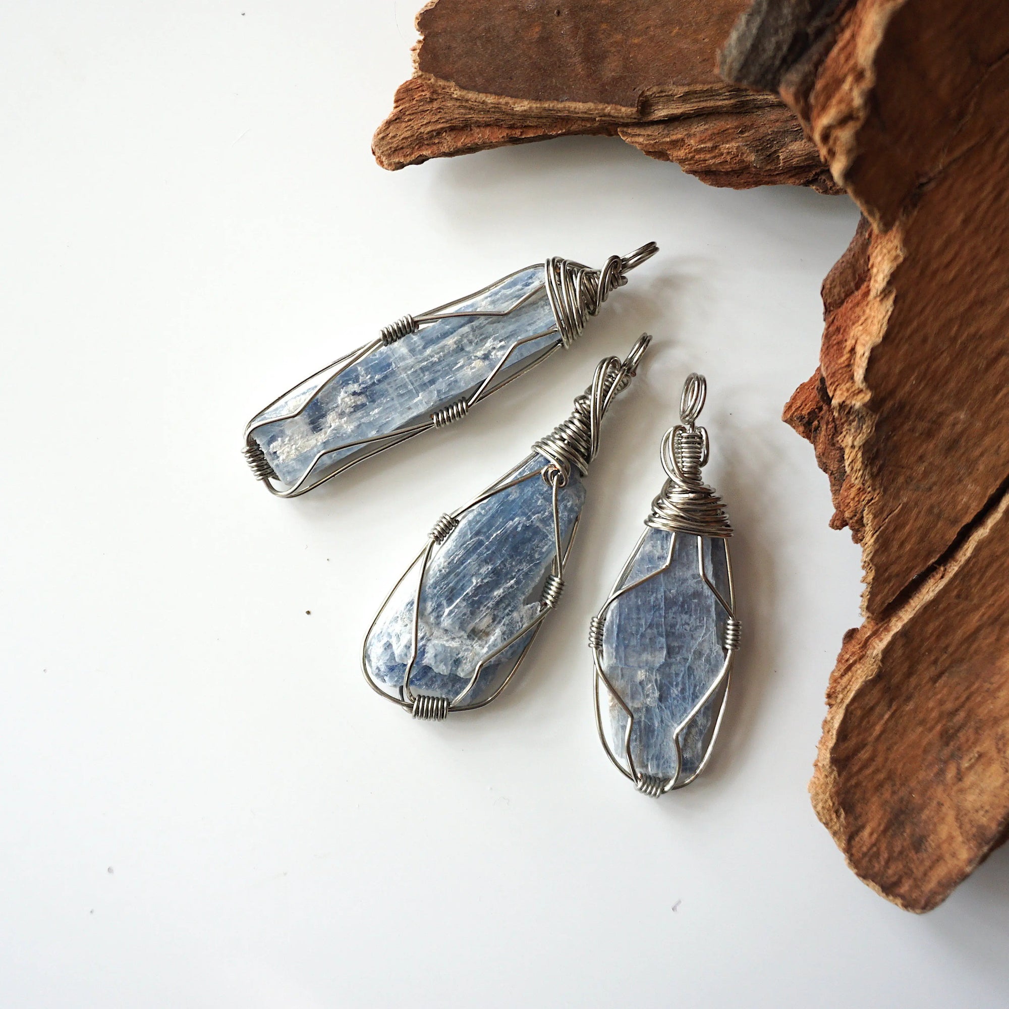 Wire Wrapped Raw Blue Kyanite Crystal Necklace DesignsbyNatureGems