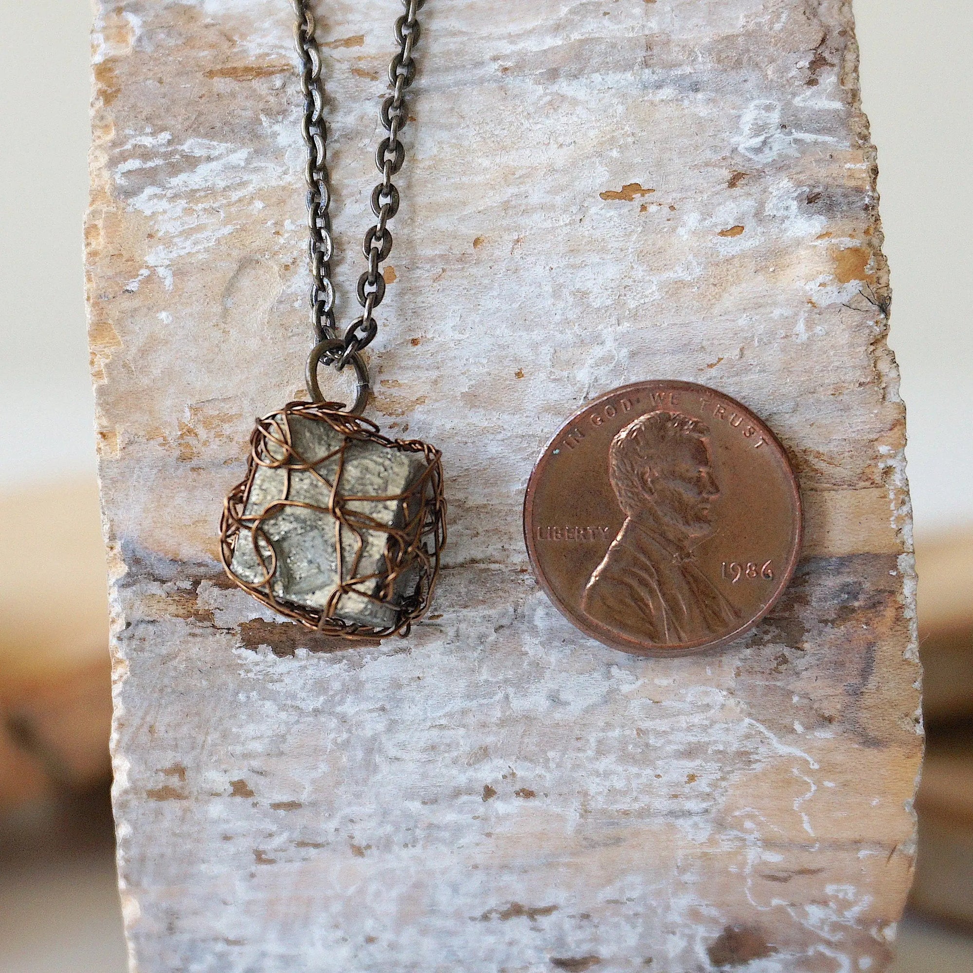 Wire Wrapped Raw Pyrite Crystal Necklace DesignsbyNatureGems