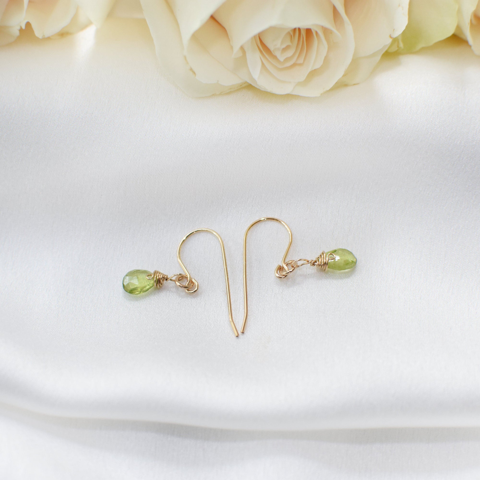 14K Gold-Filled Peridot Drop Earrings DesignsbyNatureGems