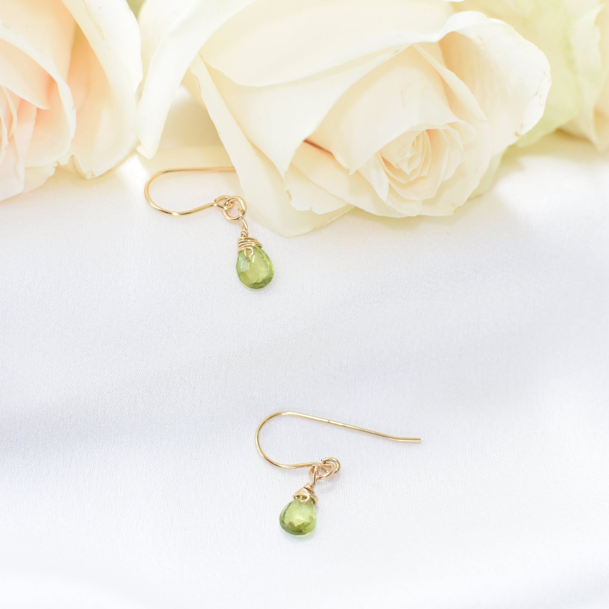 14K Gold-Filled Peridot Drop Earrings DesignsbyNatureGems