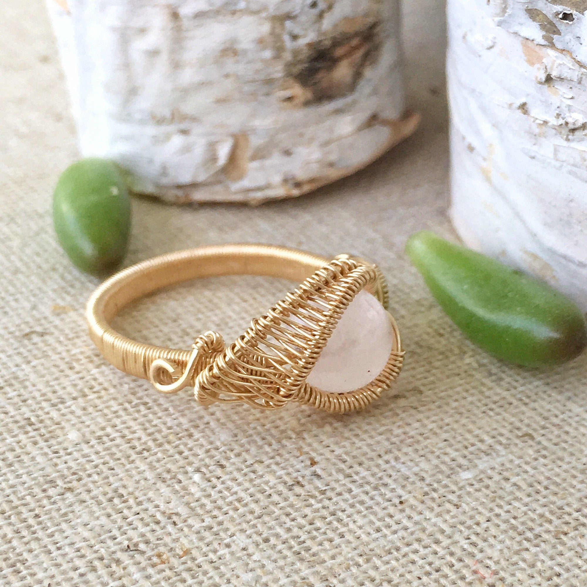 14K Gold Rose Quartz Ring DesignsbyNatureGems