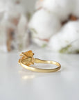 Adjustable citrine ring 14k gold vermeil back view - natural crystal wire wrapped handmade ring for women showing adjustable band November birthstone
