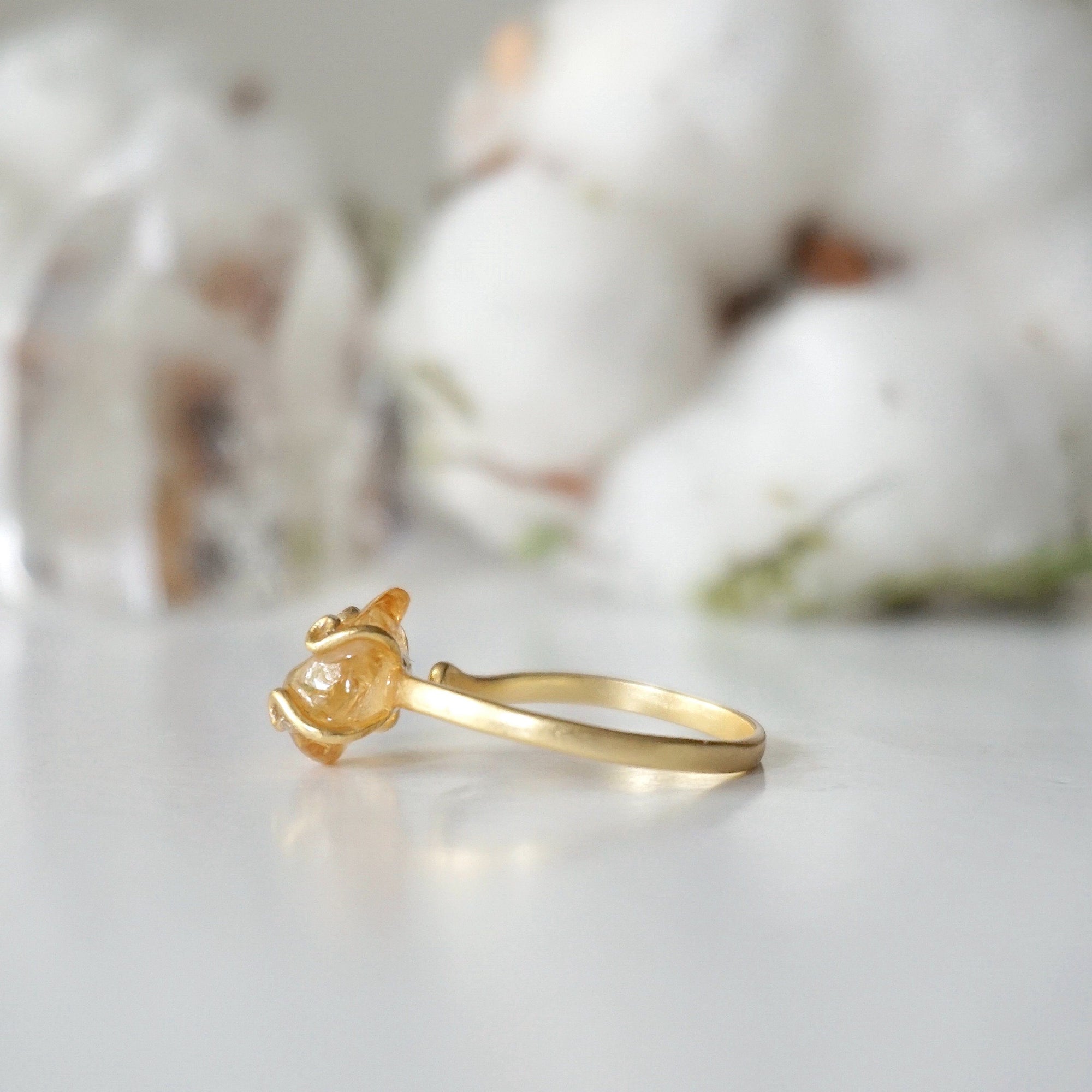 Adjustable Raw Citrine Ring - 14K Gold-Filled DesignsbyNatureGems