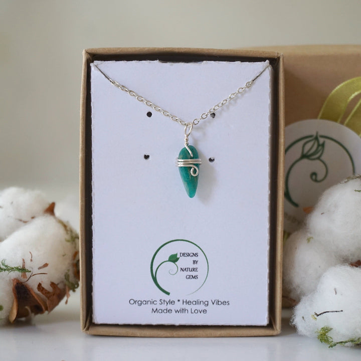 Amazonite Healing Crystal Charm Necklace DesignsbyNatureGems
