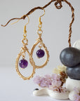 Amethyst Gold Plated Round Wire Earring Designs by Nature Gems