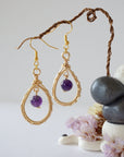 Amethyst Gold Plated Round Wire Earring Designs by Nature Gems