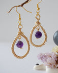 Amethyst Gold Plated Round Wire Earring Designs by Nature Gems