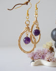 Amethyst Gold Plated Round Wire Earring Designs by Nature Gems