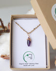 Amethyst Necklace - Gold Plated Brass Charm Designs by Nature Gems