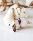 Amethyst Necklace - Gold Plated Brass Charm Designs by Nature Gems