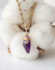 Amethyst Necklace - Gold Plated Brass Charm Designs by Nature Gems