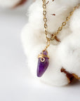 Amethyst Necklace - Gold Plated Brass Charm Designs by Nature Gems