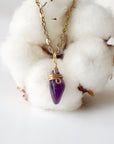 Amethyst Necklace - Gold Plated Brass Charm Designs by Nature Gems