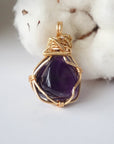 Amethyst Necklace - Gold Plated Setting Designs by Nature Gems