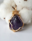 Amethyst Necklace - Gold Plated Setting Designs by Nature Gems