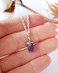 Amethyst Necklace - Sterling Silver Plated Designs by Nature Gems