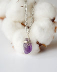 Amethyst Necklace - Sterling Silver Plated Designs by Nature Gems