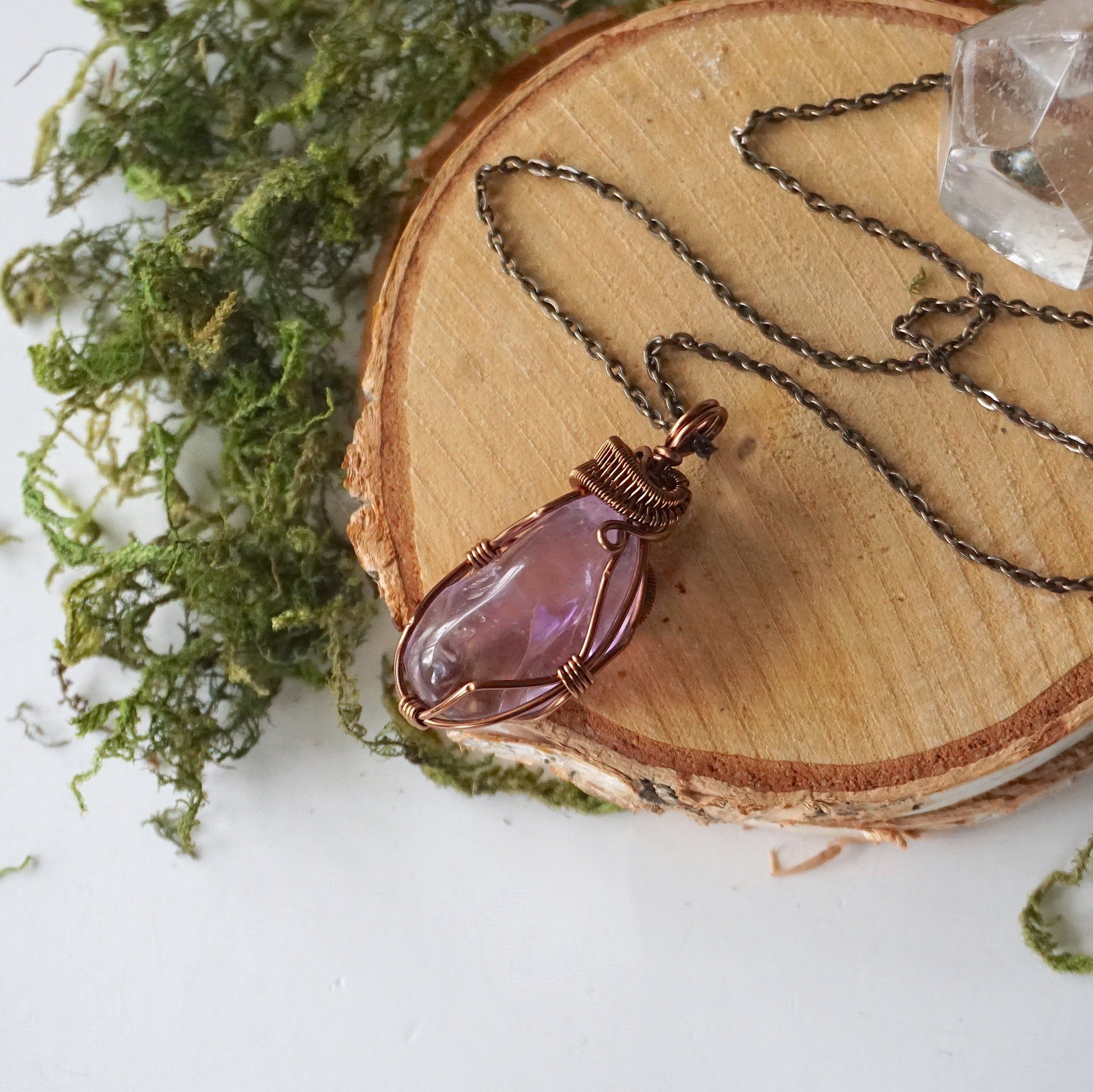 Amethyst Pendant Necklace - Antique Bronze DesignsbyNatureGems