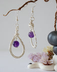 Amethyst Silver Plated Round Wire Earring Designs by Nature Gems