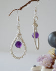 Amethyst Silver Plated Round Wire Earring Designs by Nature Gems