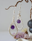 Amethyst Silver Plated Round Wire Earring Designs by Nature Gems