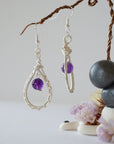 Amethyst Silver Plated Round Wire Earring Designs by Nature Gems