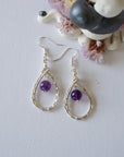 Amethyst Silver Plated Round Wire Earring Designs by Nature Gems