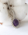 Amethyst Sterling Silver Plated Charm Necklace DesignsbyNatureGems