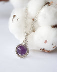 Amethyst Sterling Silver Plated Charm Necklace DesignsbyNatureGems