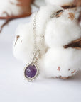 Amethyst Sterling Silver Plated Charm Necklace DesignsbyNatureGems