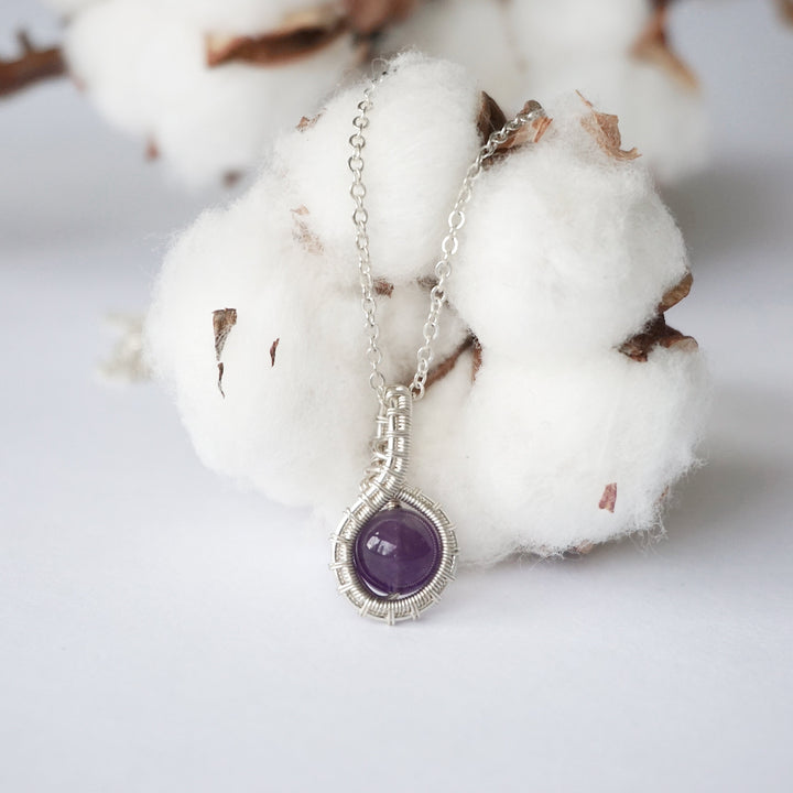 Amethyst Sterling Silver Plated Charm Necklace DesignsbyNatureGems