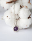 Amethyst Sterling Silver Plated Charm Necklace DesignsbyNatureGems