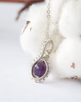 Amethyst Sterling Silver Plated Charm Necklace DesignsbyNatureGems