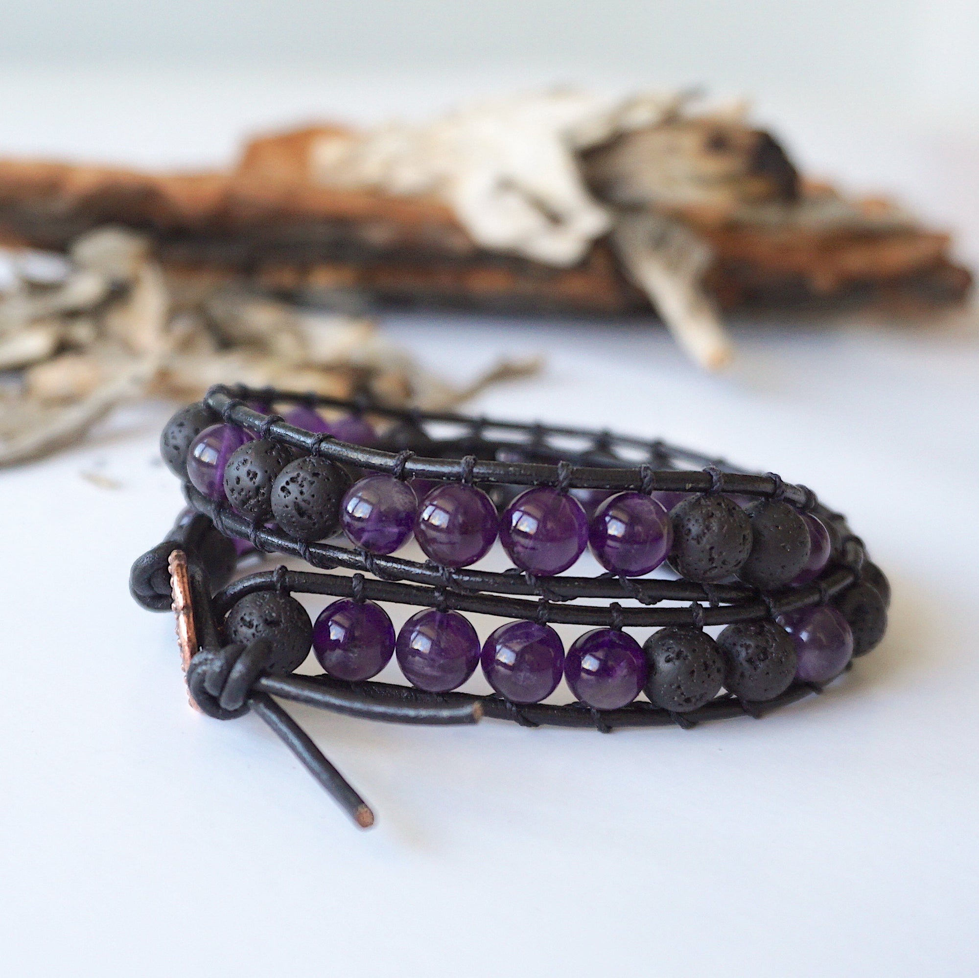 Amethyst Wrap Bracelet - Aromatherapy Designs by Nature Gems